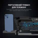 Підставка для ноутбука до 15.6" GamePro CP627, Black, RGB підсвічування, 1 х 125 мм, 4 х 60 мм вентилятор (28 dB 3200 rpm), метал/пластик, 2xUSB 2.0, 360 x 255 x 28 мм, 800 г - Зображення 9
