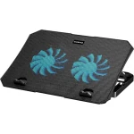 Підставка для ноутбука до 15.6" GamePro CP413, Black, RGB підсвічування, 2 x 125 мм вентилятор (28 dB 1200 rpm), метал/пластик, 2xUSB 2.0, 345 x 250 x 28 мм, 730 г, регулювання кута нахилу