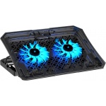 Підставка для ноутбука до 15.6" GamePro CP413, Black, RGB підсвічування, 2 x 125 мм вентилятор (28 dB 1200 rpm), метал/пластик, 2xUSB 2.0, 345 x 250 x 28 мм, 730 г, регулювання кута нахилу - Зображення 3