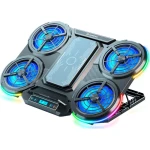Підставка для ноутбука до 18" GamePro CP1450, Black, RGB підсвічування, 4 х 100 мм, 1 х 80 мм вентилятор (18 dB, 1350 rpm), LCD-дисплей, алюміній/пластик, 2xUSB 2.0, 410 x 285 x 40 мм, 1100 г, регулювання швидкості вентиляторів та кута нахилу - Зображення 3