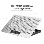 Підставка для ноутбука до 17" OfficePro CP620S, Silver, 2хUSB, вентилятор (6 x 60 мм, 2500 об/хв), алюміній/пластик, регулювання куту нахилу та швидкості вентиляторів, навантаження до 2.8 кг - Зображення 6