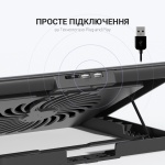 Підставка для ноутбука до 17" OfficePro CP500B, Black, 2хUSB, вентилятор (1 x 180 мм), алюміній/пластик, регулювання куту нахилу та швидкості вентиляторів, навантаження до 2.8 кг - Зображення 7
