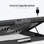 Підставка для ноутбука до 17" OfficePro CP500B, Black, 2хUSB, вентилятор (1 x 180 мм), алюміній/пластик, регулювання куту нахилу та швидкості вентиляторів, навантаження до 2.8 кг - Зображення 7