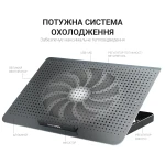 Підставка для ноутбука до 17" OfficePro CP500B, Black, 2хUSB, вентилятор (1 x 180 мм), алюміній/пластик, регулювання куту нахилу та швидкості вентиляторів, навантаження до 2.8 кг - Зображення 4