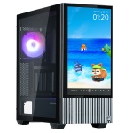 Корпус Zalman Z10 DS, Black, Mid Tower, без БП, для ATX / Micro ATX / Mini ITX, 1xType-C / 2xUSB 3.0, макс. CPU - 173 мм / VGA - 395 мм, 1x120 мм ARGB / 2x120 мм, 15.6" LCD екран (1920x1080), бічна панель із загартованого скла - Зображення 2