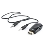 Перехідник HDMI (M) - VGA (F), Cablexpert, Black, 3.5 мм для передачі звуку (A-HDMI-VGA-02)