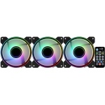 Вентилятор 120 мм, AeroCool Mirage 12 ARGB Pro, Black, 3 шт, 120x120x25 мм, ARGB підсвічування, 1300 об/хв, 17.8 дБ, 6-pin, гідродинамічний підшипник, хаб, пульт ДК - Зображення 2