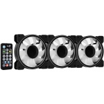 Вентилятор 120 мм, AeroCool Mirage 12 ARGB Pro, Black, 3 шт, 120x120x25 мм, ARGB підсвічування, 1300 об/хв, 17.8 дБ, 6-pin, гідродинамічний підшипник, хаб, пульт ДК - Зображення 3