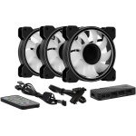 Вентилятор 120 мм, AeroCool Mirage 12 ARGB Pro, Black, 3 шт, 120x120x25 мм, ARGB підсвічування, 1300 об/хв, 17.8 дБ, 6-pin, гідродинамічний підшипник, хаб, пульт ДК