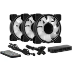 Вентилятор 120 мм, AeroCool Mirage 12 ARGB Pro, Black, 3 шт, 120x120x25 мм, ARGB підсвічування, 1300 об/хв, 17.8 дБ, 6-pin, гідродинамічний підшипник, хаб, пульт ДК