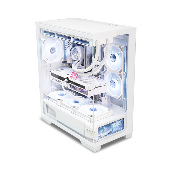 Корпус ALmordor QX25A LCD White, без БЖ, для ATX/MicroATX/Mini ITX, 1xUSB-С, 2xUSB-A 3.0, макс. CPU - 160 мм / VGA - 410 мм / PSU - 180 мм, скляні ліва та лицева панелі, LCD-екран 6.2" (ALQX25AWH_LCD)