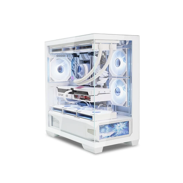 Корпус ALmordor QX25M LCD White, без БЖ, для MicroATX/Mini ITX, 1xUSB-С, 2xUSB-A 3.0, макс. CPU - 160 мм / VGA - 410 мм / PSU - 180 мм, скляні ліва та лицева панелі, LCD-екран 6.2" (ALQX25MWH_LCD)