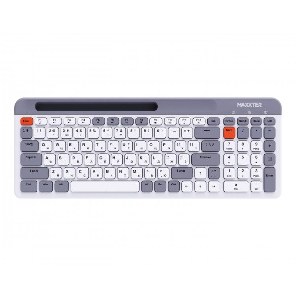 Клавіатура бездротова Maxxter KBW-02G-UA, White/Grey, USB 2.4GHz