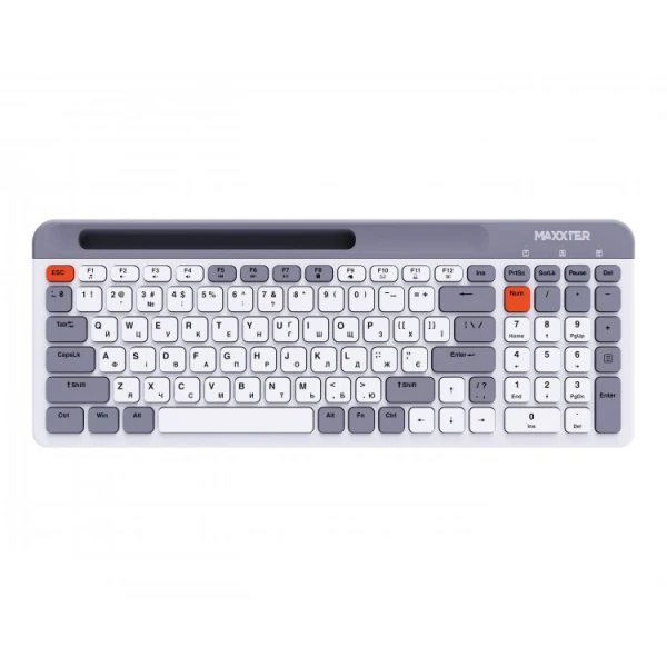Клавіатура бездротова Maxxter KBW-02G-UA, White/Grey, USB 2.4GHz