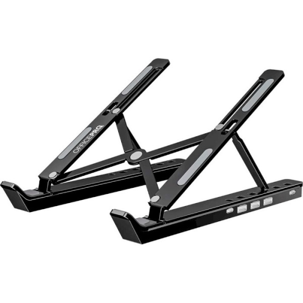 Підставка для ноутбука до 15.6" OfficePro LS320HUB, Grey, USB 2.0 хаб: 1xType-C / 2xUSB, алюміній, 6 рівнів висоти