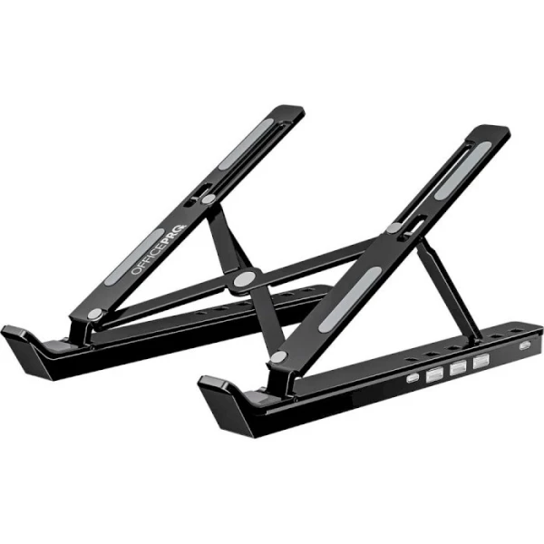 Підставка для ноутбука до 15.6" OfficePro LS320HUB, Grey, USB 2.0 хаб: 1xType-C / 2xUSB, алюміній, 6 рівнів висоти