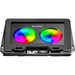 Підставка для ноутбука до 17.3" GamePro CP910, Black, 2 x 110 мм (300-2200 об/хв), магнітна підкладка, RGB підсвічування, LCD екран, 7 рівнів висоти, Type-C / USB, знімна підставка для смартфона, металева сітка, 400 x 288 x 45 мм, 1.25 кг - Зображення 2