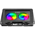 Підставка для ноутбука до 17.3" GamePro CP910, Black, 2 x 110 мм (300-2200 об/хв), магнітна підкладка, RGB підсвічування, LCD екран, 7 рівнів висоти, Type-C / USB, знімна підставка для смартфона, металева сітка, 400 x 288 x 45 мм, 1.25 кг - Зображення 2