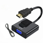 Перехідник HDMI (M) - VGA (F), GTL, Black, 15 см, 3.5 мм для передачі звуку (GTLHMVF015BK)