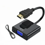 Перехідник HDMI (M) - VGA (F), GTL, Black, 15 см, 3.5 мм для передачі звуку (GTLHMVF015BK)