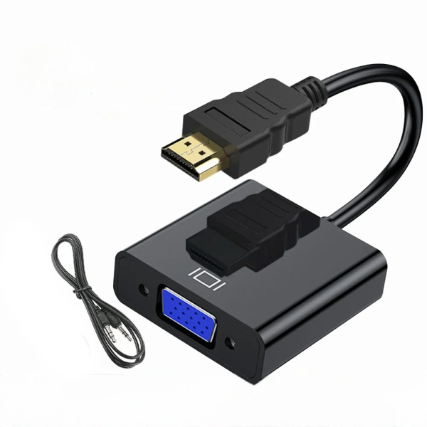 Перехідник HDMI (M) - VGA (F), GTL, Black, 15 см, 3.5 мм для передачі звуку (GTLHMVF015BK)