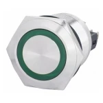 TYJ 22-271 Кнопка металева пласка з підсвічуванням, 1NO+1NC, зелена  220V.