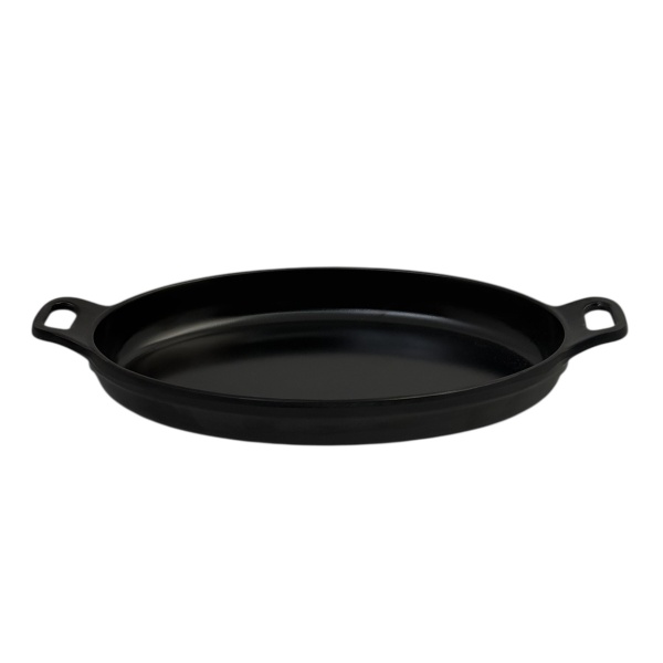 Овольна сковорода для подачі з меламіну 21х14 см чорна матова