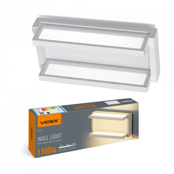 LED світильник настінний з сенсором VIDEX WL01 12W 2800K-4000K-6000K White