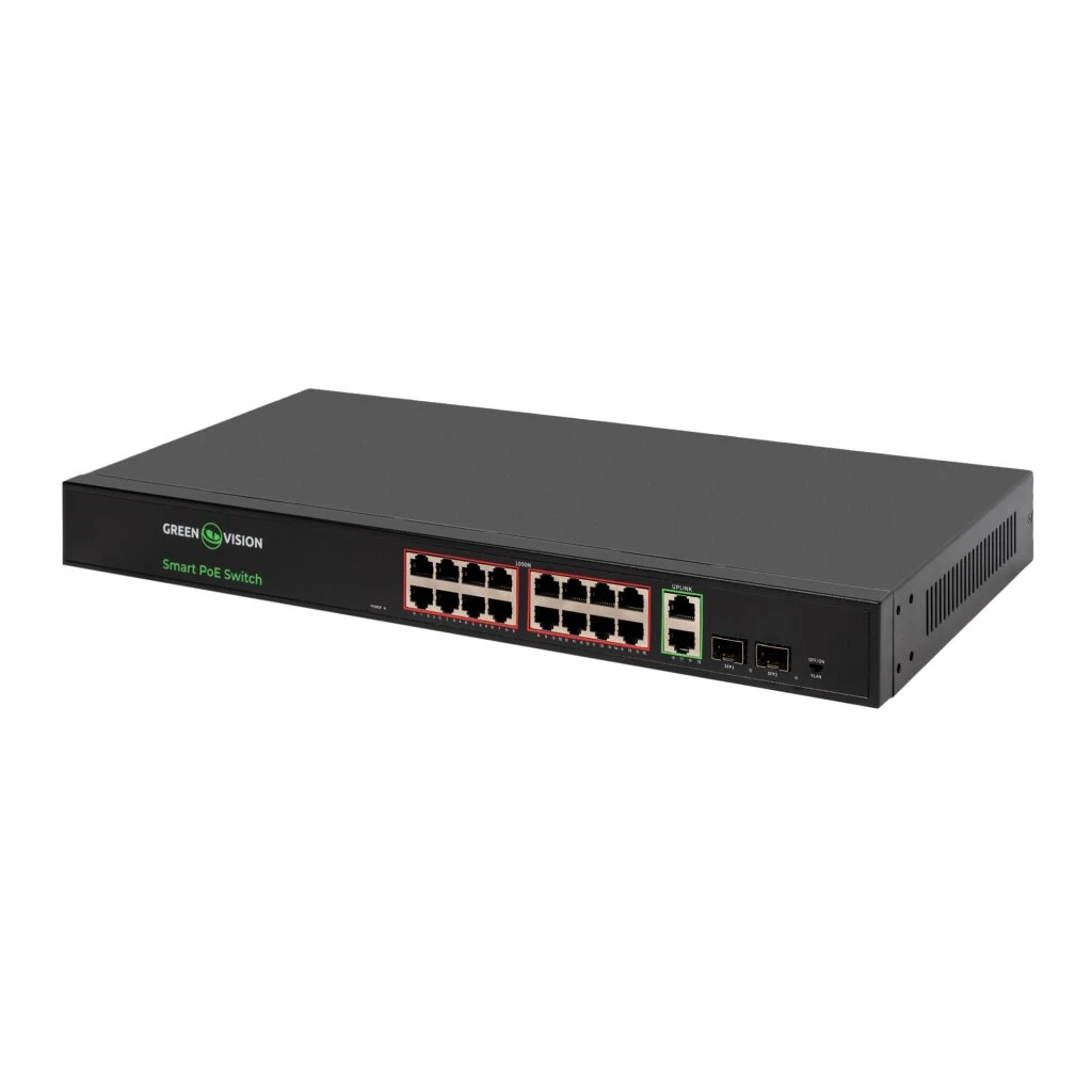 c7f623961153e2afb1d915f108123.jpg Комутатор мережевий POE GV-022-D-16G+2PG+2SFP - Зображення 1