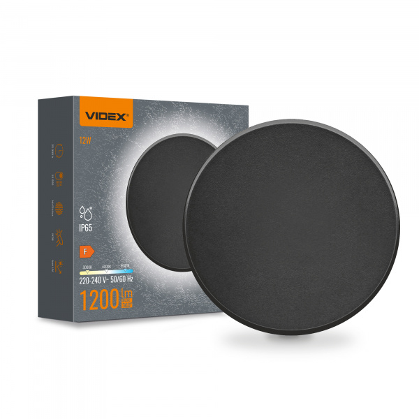 LED світильник настінний IP65 VIDEX WL03 12W 3000K-4000K-6500K Black