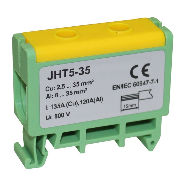 Клема силова СКНГз-JHT5-35 6-35мм2 120А "PE" жовто-зелена TNSy