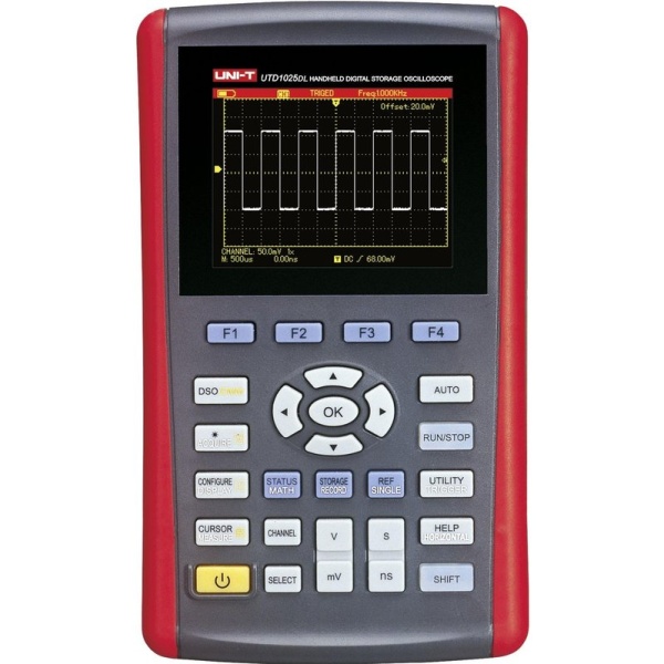 Цифровий осцилограф UNI-T UTDM 11025D (UT1025D), портативний, мультиметр, двоканальний, 25 МГц, 125 Мвиб / с, 5,6 "TFT дисплей, 1 МБ