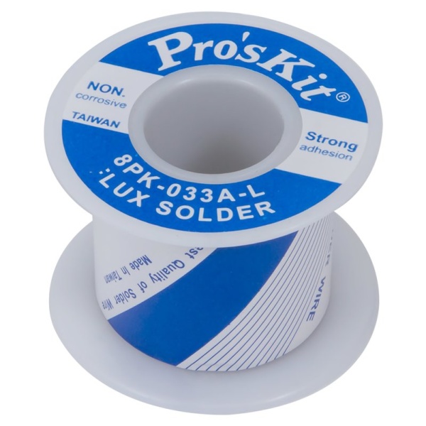 Припій Pro'sKit 8PK-033D, Sn 63%, Pb 37%, з каніфоллю, котушка, 0,8 мм, 100 г
