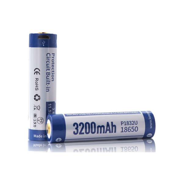 Акумулятор Li-Ion 18650 Keeppower 3200мАг 8А MicroUSB (з захистом) 2 шт