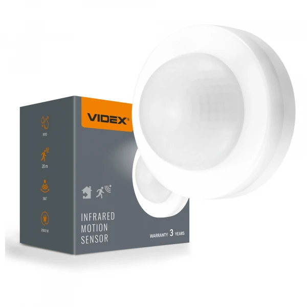 Датчик руху та освітленості VIDEX VL-SPC46W 220V 2000W інфрачервоний білий