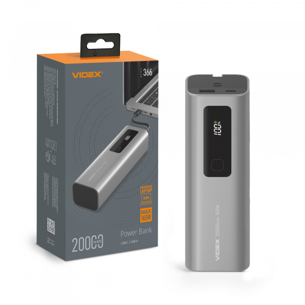 Повербанк 20000mAh VIDEX VPB-366 165W PD100W +Display