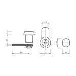 Замок поштовий для металевих шаф EMKA 7418 A, секр. 2000, H=20 мм, L=60 мм, 90°, з фікс. ключа, майстер-система - Зображення 3