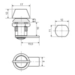 Замок поштовий міні RZ 1012K.1.1.С, метал, секр. 0, H=10 мм, L=15,5 мм, 90°, IP65 - Зображення 3