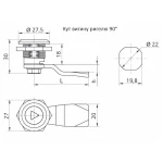 Замок трикутник для електрошаф RZ L181.А.3-1084590, h=8 мм, вигин 90°, L=45 мм, пов. 90°, без фікс. ключа - Зображення 5
