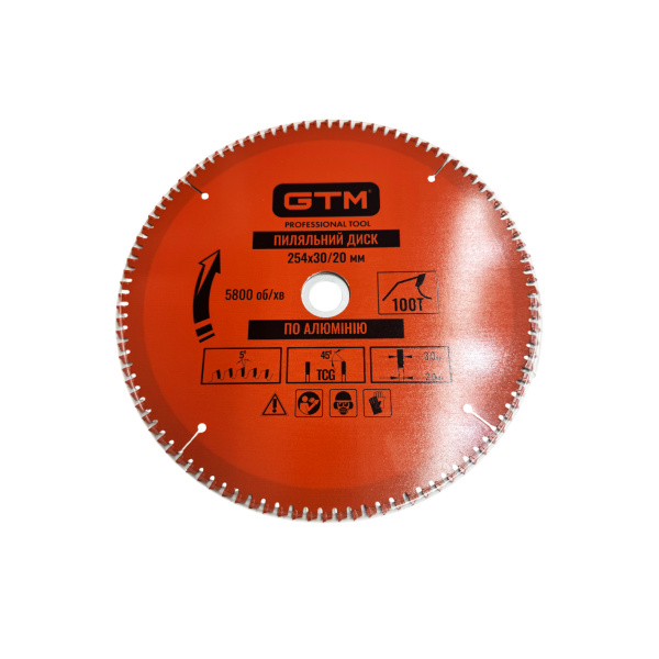 GTM Диск пиляльний 254*30*z=100, по алюмінію