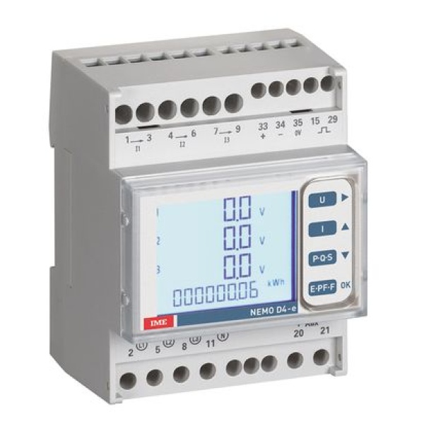 MFD4E06* Аналізатор мережі Nemo D4-e+RS485 Вх.5A, Актив.(Кл.1,0), Напруга 50...450 В, Aux. 230 В