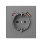 Розетка одинарна із заземленням USB-A+C 20W сірий графіт VIDEX NOTA (VF-NT-SK1GUC-GR) - Зображення 2