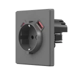 Розетка одинарна із заземленням USB-A+C 20W сірий графіт VIDEX NOTA (VF-NT-SK1GUC-GR)
