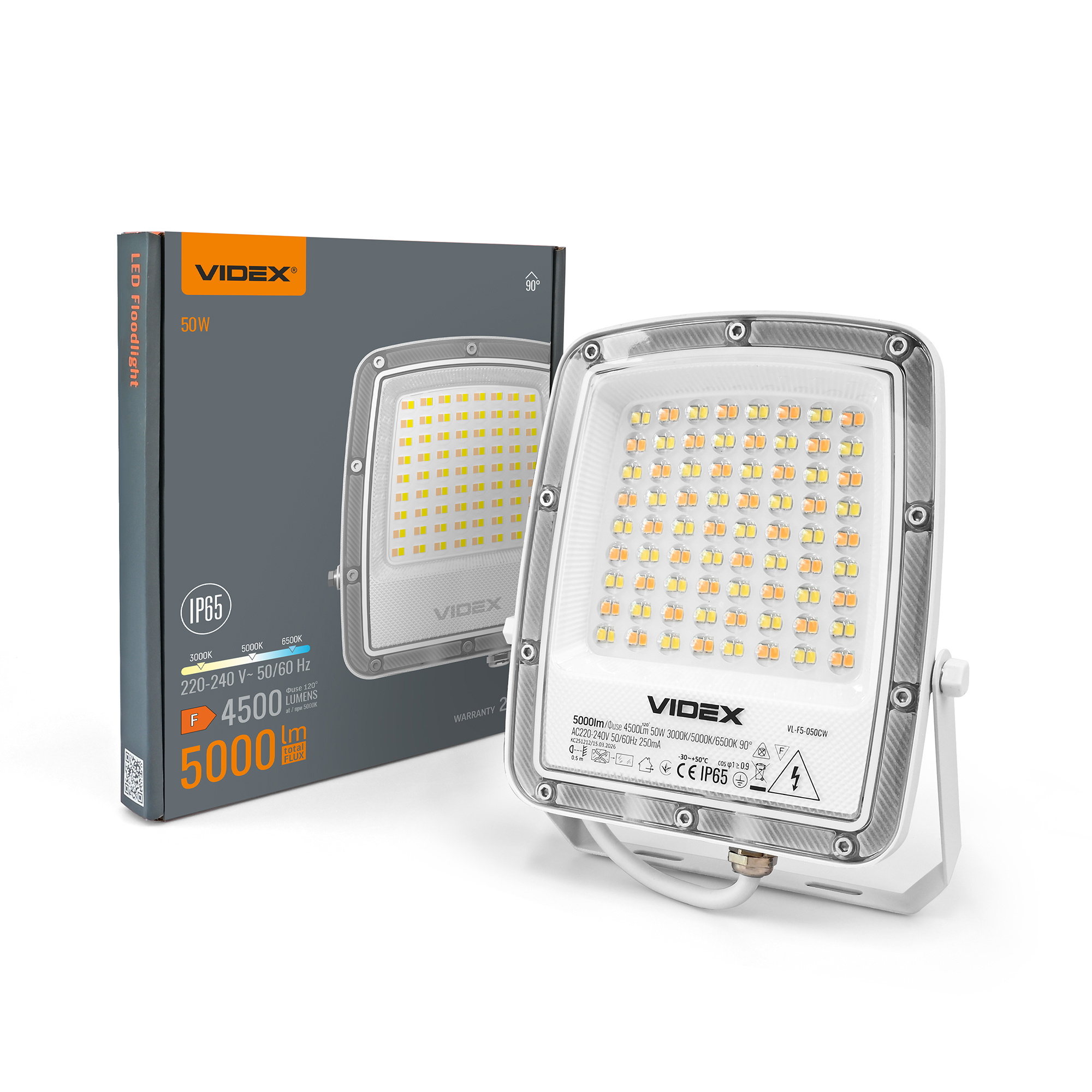 68ad59a0-5f48-11f1-8529-78e7d1920002.jpeg LED прожектор VIDEX F5 50W 3000-5000-6500K 230V White (VL-F5-050CW) - Зображення 1