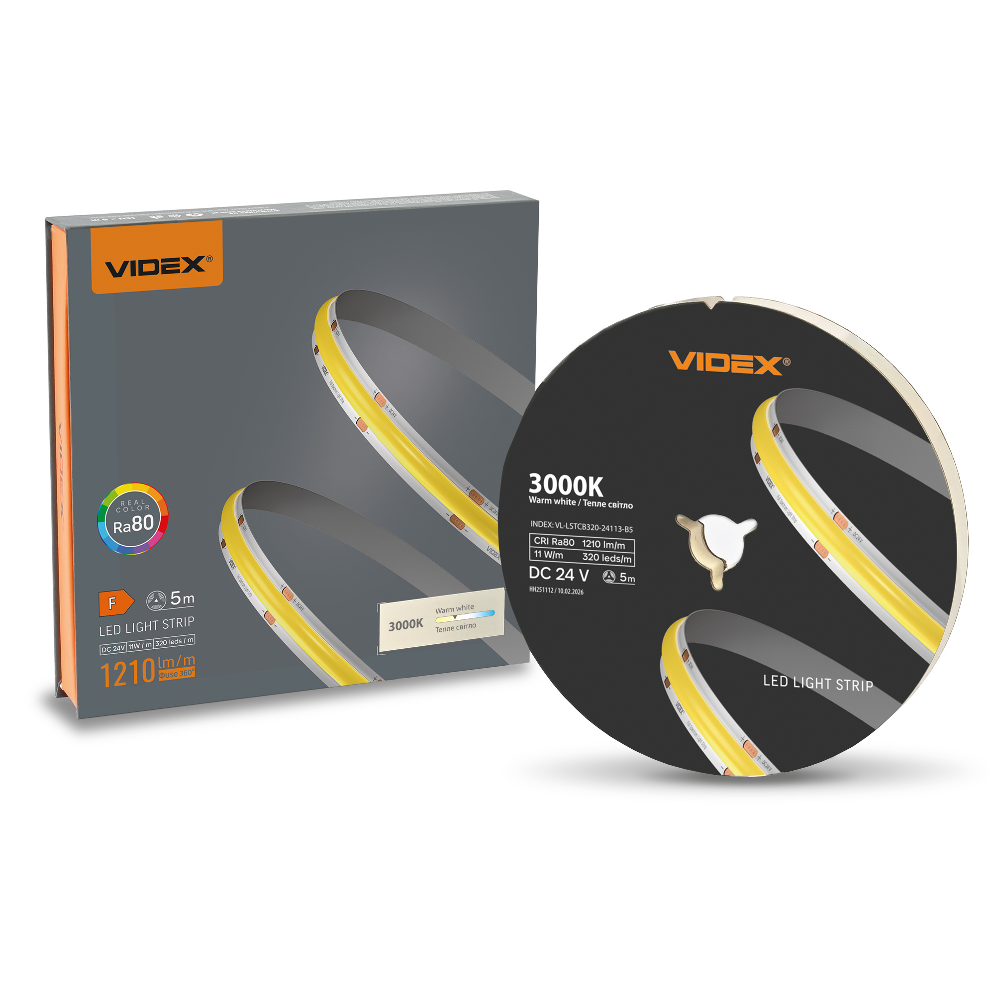 74625693-7516-11f1-852b-78e7d1920002.jpeg LED стрічка VIDEX COB DC24V 55W 5M 3000K Ra80 IP20 VL-LSTCB320-24113-B5) - Зображення 1