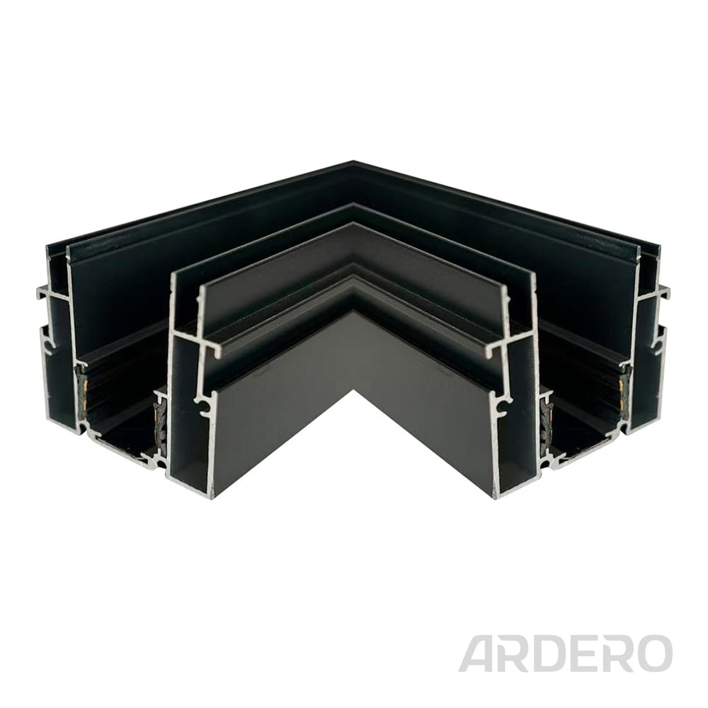 81038_LD2040_photo1_1000x1000.jpg Кутовий з'єднувач Ardero LD2040 для вбудованого шинопроводу CABM1004 чорний - Зображення 1