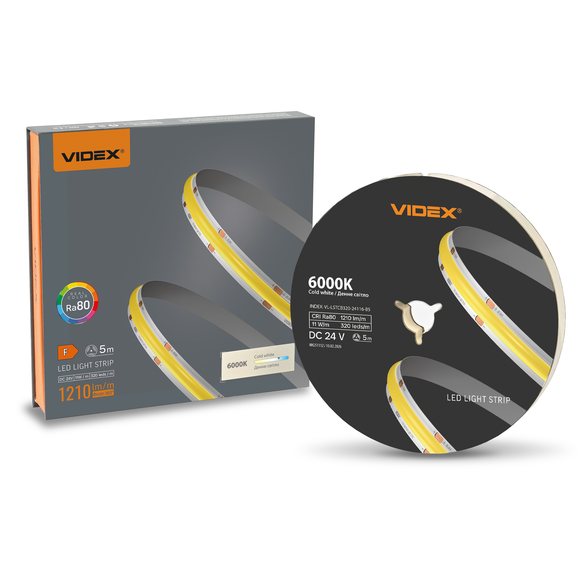 840eecbf-7516-11f1-852b-78e7d1920002.jpeg LED стрічка VIDEX COB DC24V 55W 5M 6000K Ra80 IP20 VL-LSTCB320-24116-B5) - Зображення 1