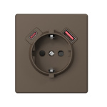 Розетка одинарна із заземленням USB-A+C 20W мокко VIDEX NOTA (VF-NT-SK1GUC-BR) - Зображення 2