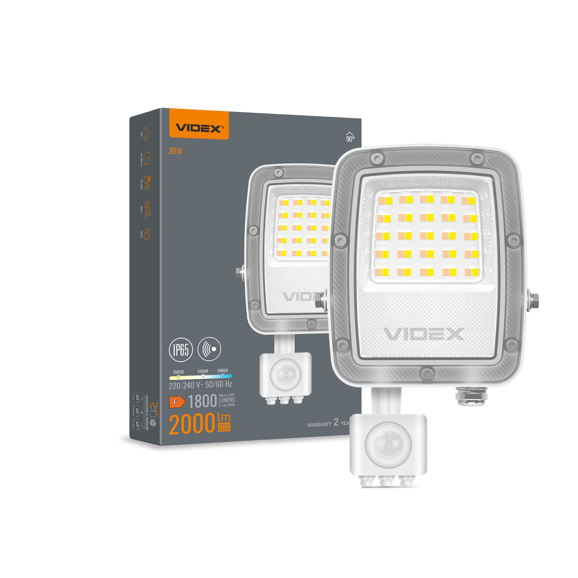 95879058-6342-11f1-852a-78e7d1920002.jpeg LED прожектор VIDEX F5 20W 3000-5000-6500K з датчиком руху 230V White (VL-F5-020CW-S) - Зображення 1