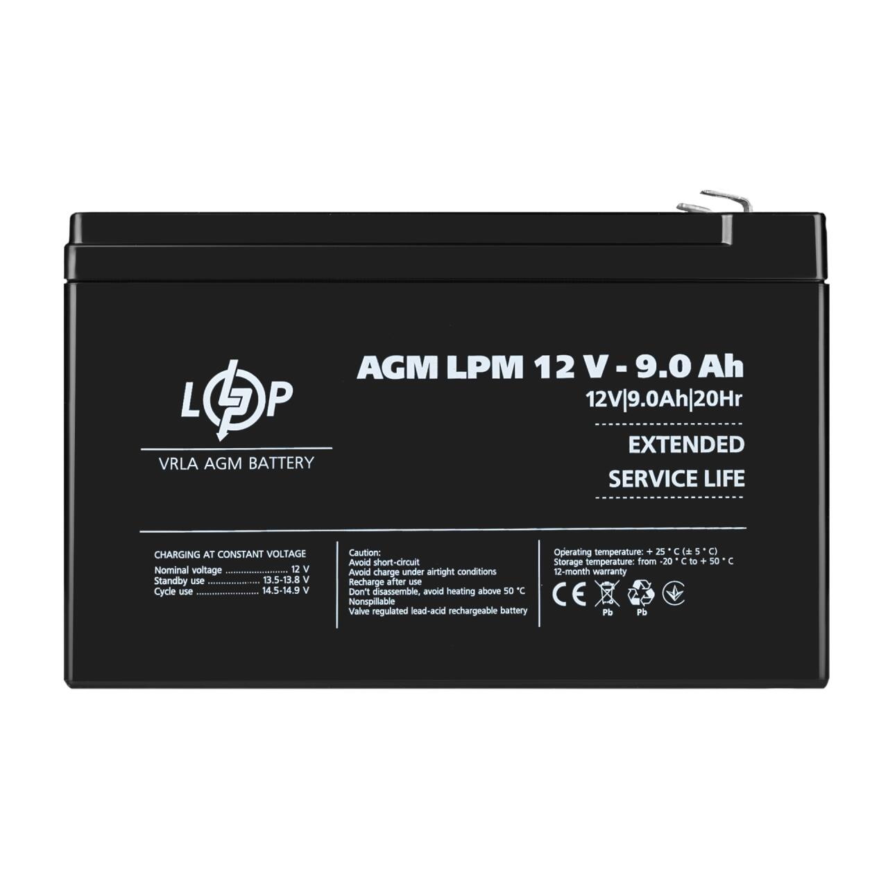 ba22e6cdf07ec0d681c3276ed6f8b.jpg Акумулятор AGM LPM 12V - 9 Ah - Зображення 1